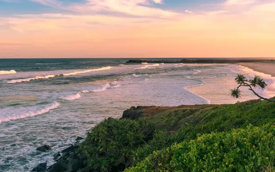 The Ballina coastline at sunset